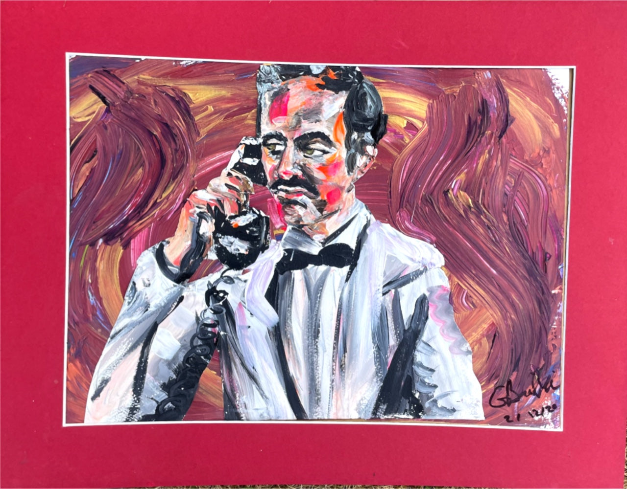 Original painting of Manuel from the fire scene in Fawlty Towers by Georgina Baillie